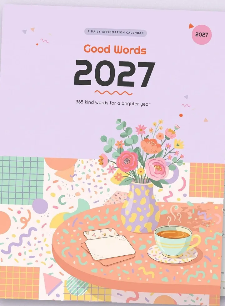 Cover of the 2027 affirmation calendar, pastel style