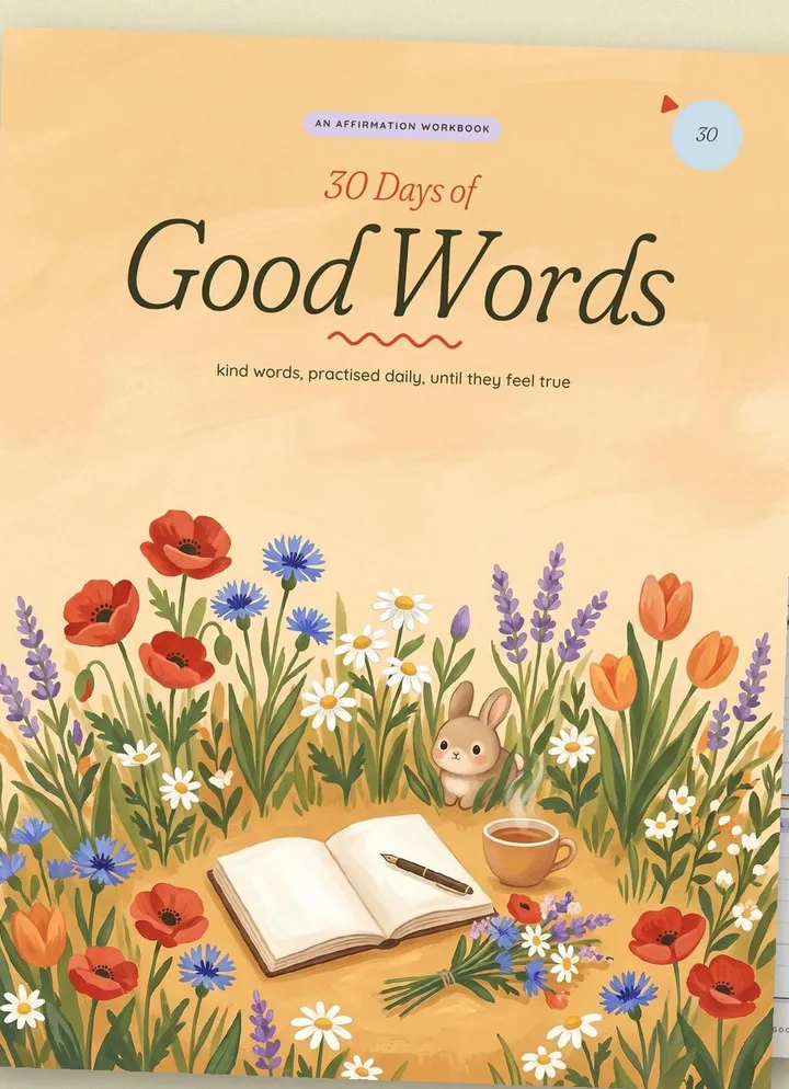 Cover of the 30-day affirmation workbook, wildflower style