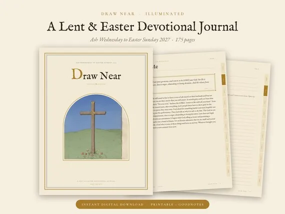 Cover and sample pages of the Lent and Easter devotional journal